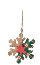 Large Wood Plaid Snowflake Ornament - - The Country Christmas Loft