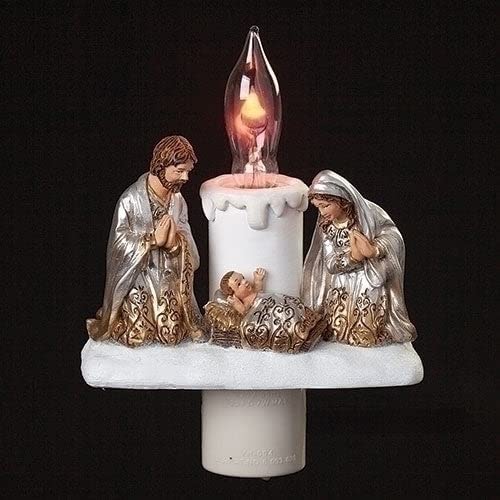 Holy Family Gold and Silver Swirl Night Light - The Country Christmas Loft