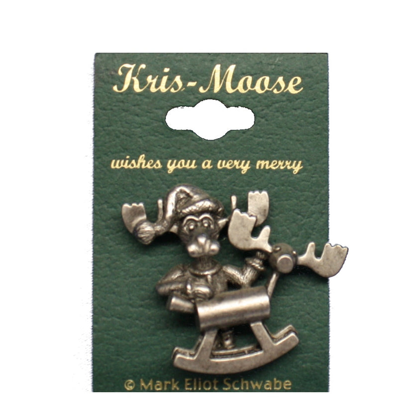 Kris Moose Rocking Moose Pin Silver Tone - The Country Christmas Loft