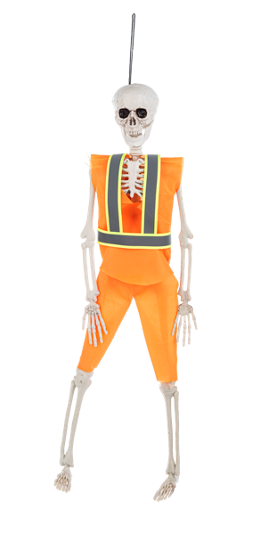 Costumed Hanging Skeleton - Road Work Crew - The Country Christmas Loft