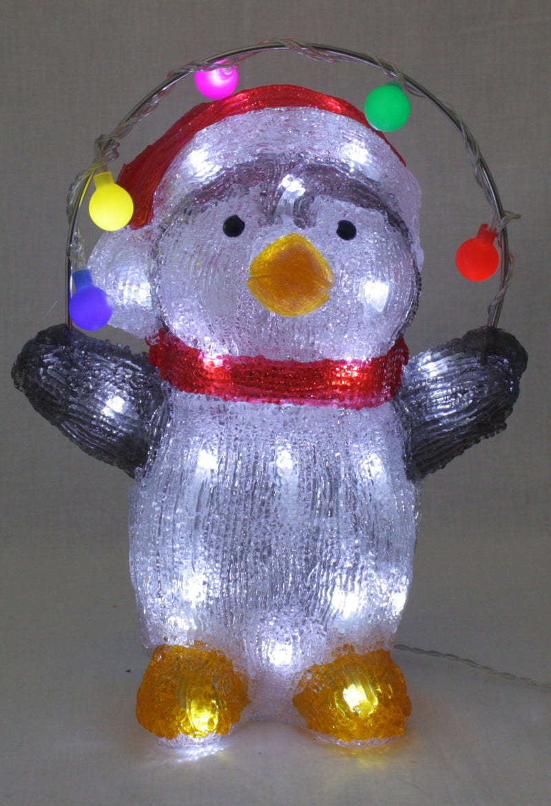 12 Inch Acrylic Penguin with 40 LED Lights - The Country Christmas Loft