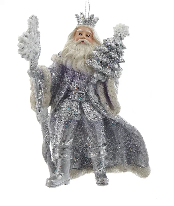 Lavender Blue and Silver Santa Carrying Tree - The Country Christmas Loft