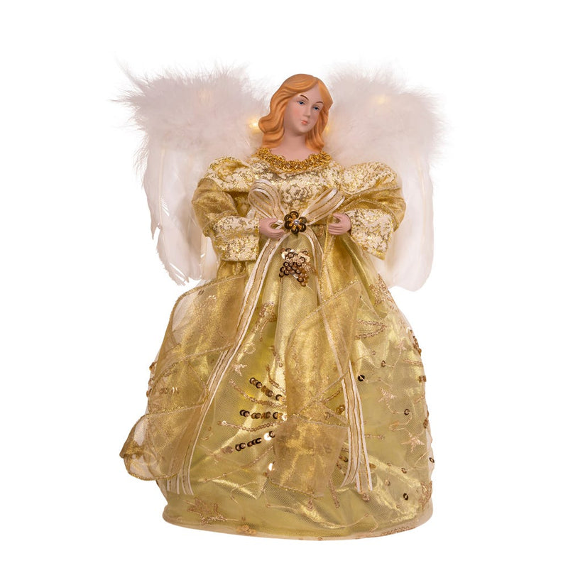 White and Gold Fairy Light LED Angel - 12 inch
