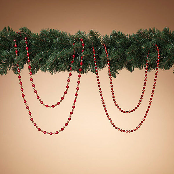 6 Foot Red Holiday Bead Garland - Large Bead - The Country Christmas Loft