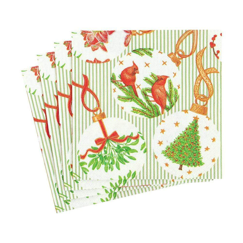 Botanical Ornaments Paper Cocktail Napkins - The Country Christmas Loft