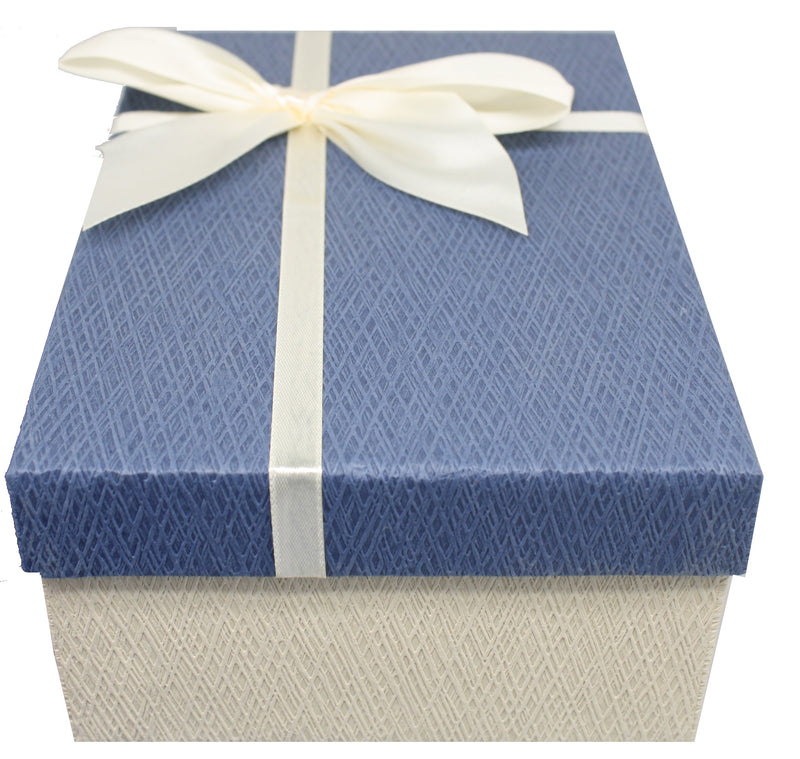Elegant Rectangular Gift Box - Blue Small - The Country Christmas Loft