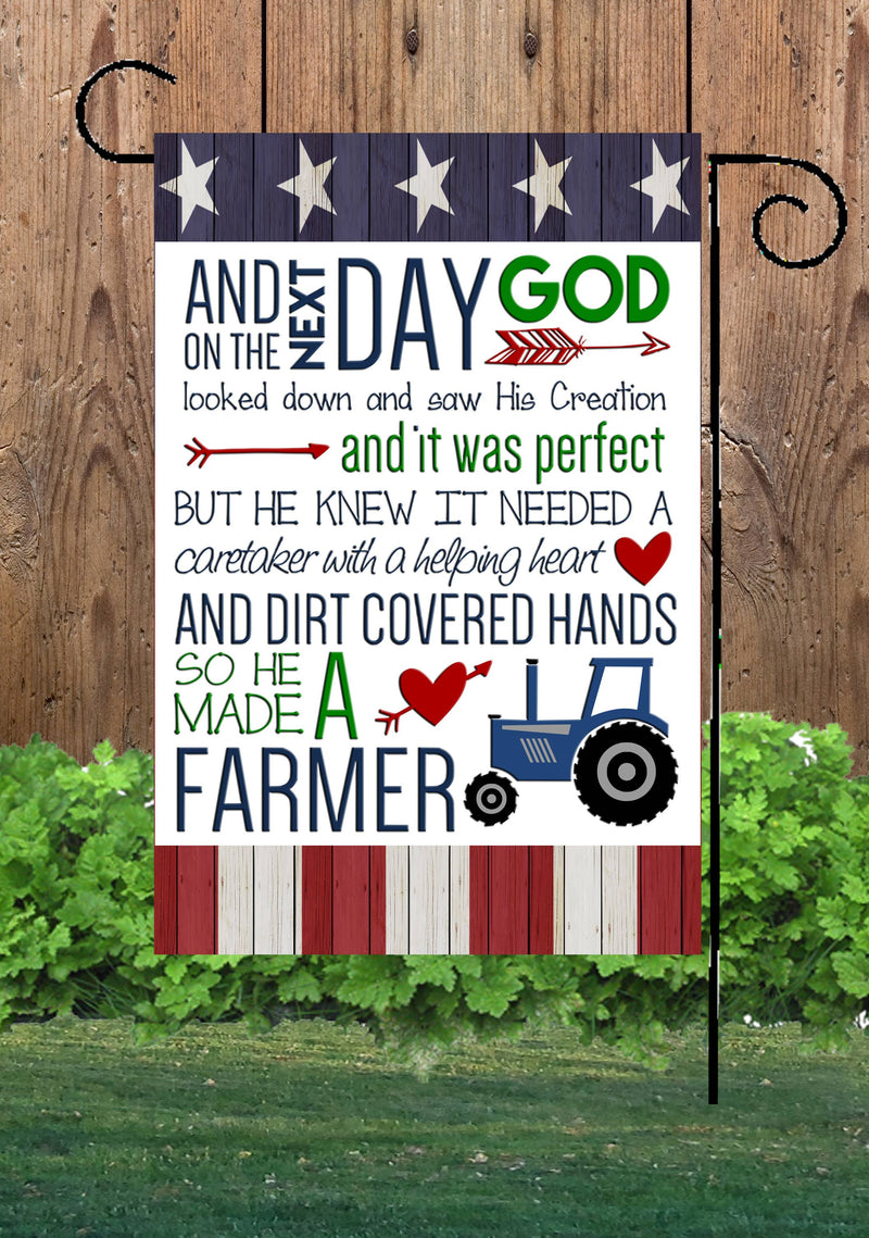 So God Made a Farmer Garden Flag - The Country Christmas Loft