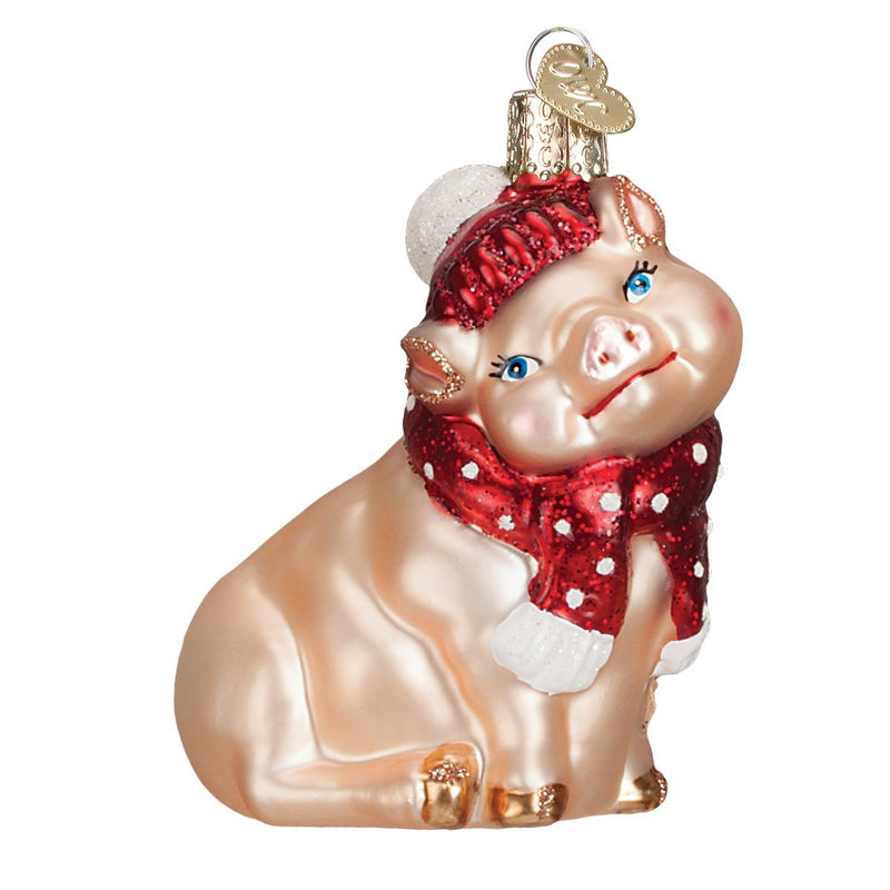 Old World Christmas Snowy Pig - The Country Christmas Loft