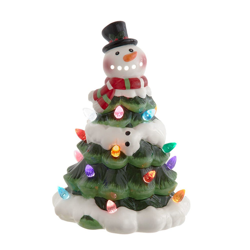 Battery Operated Ceramic Light-Up Snowman Tree - The Country Christmas Loft