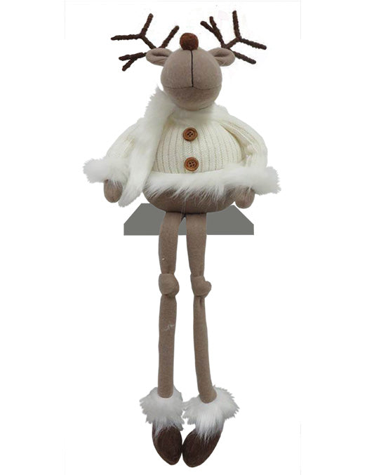 Sitting Reindeer With White Sweater - The Country Christmas Loft