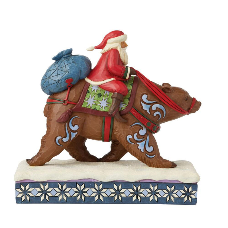Santa Riding Brown Bear - The Country Christmas Loft