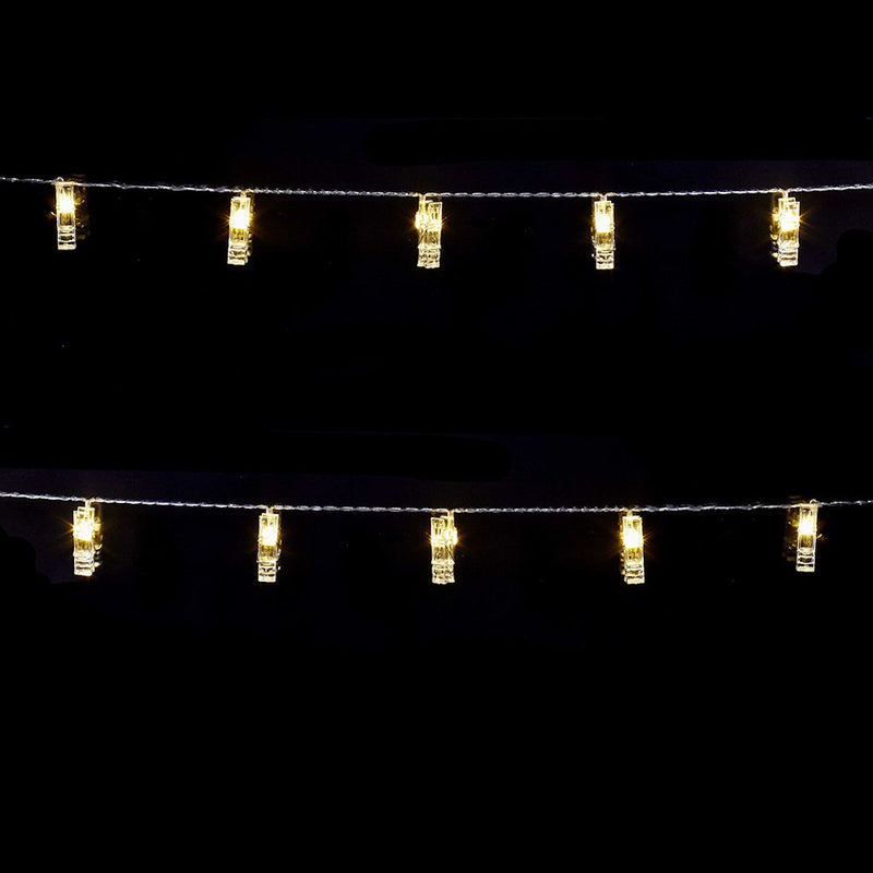 B/O 10L Plastic Clip Warm White Led Lights - The Country Christmas Loft