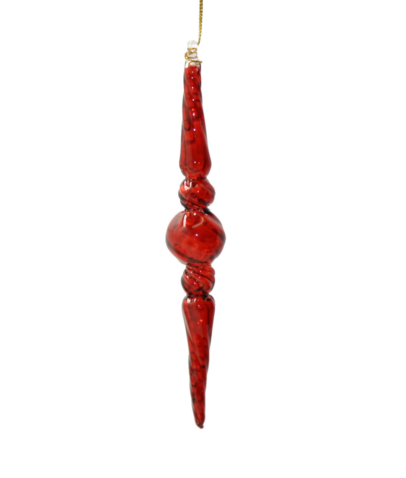 Outer Swirl Icicle Glass Ornaments - Christmas Red