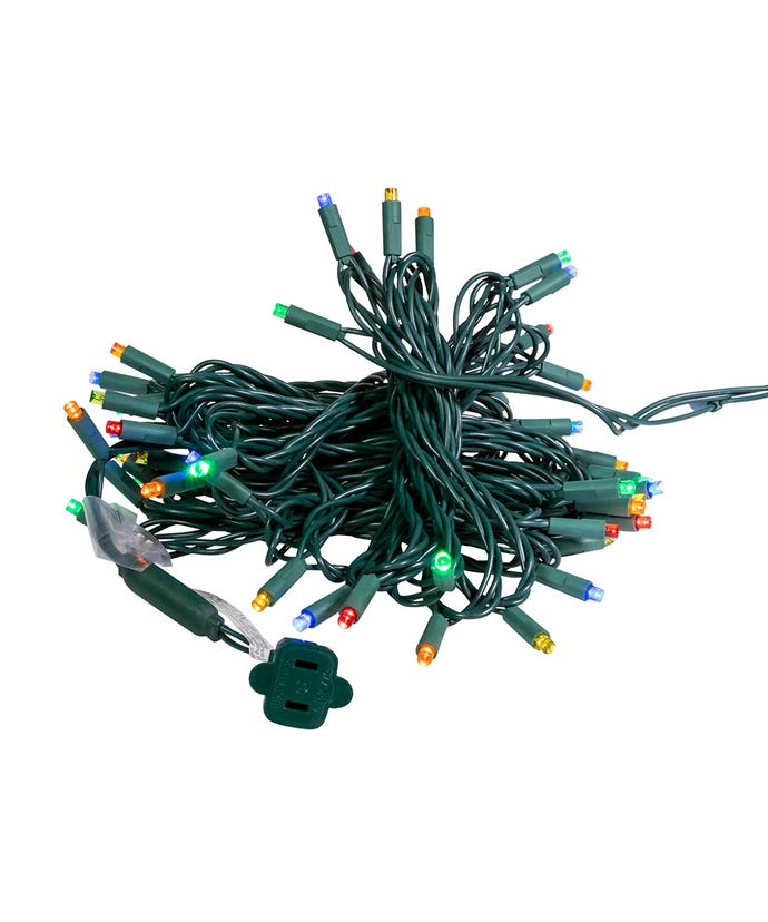50-Light 5mm Multi-Color Twinkle LED Green Wire Light Set - The Country Christmas Loft