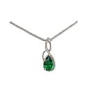 Sterling Silver Cz Emerald Trinity Necklace