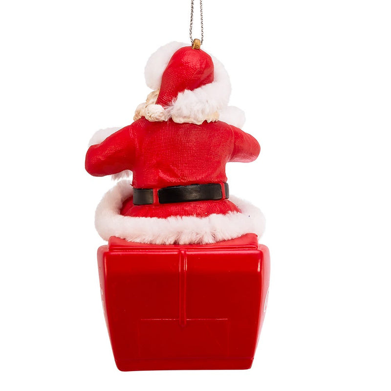 Santa On Coca-Cola Cooler Ornament - The Country Christmas Loft