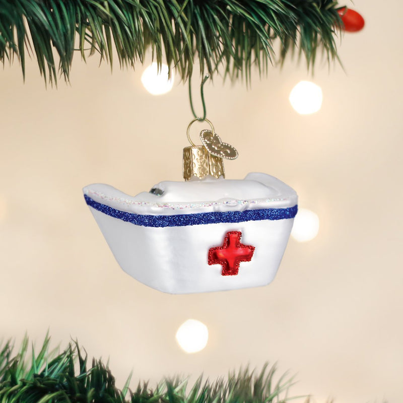 Old World Christmas Nurse's Cap Glass Blown Ornament - The Country Christmas Loft