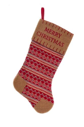 Knit and Burlap Stocking - Garland - The Country Christmas Loft