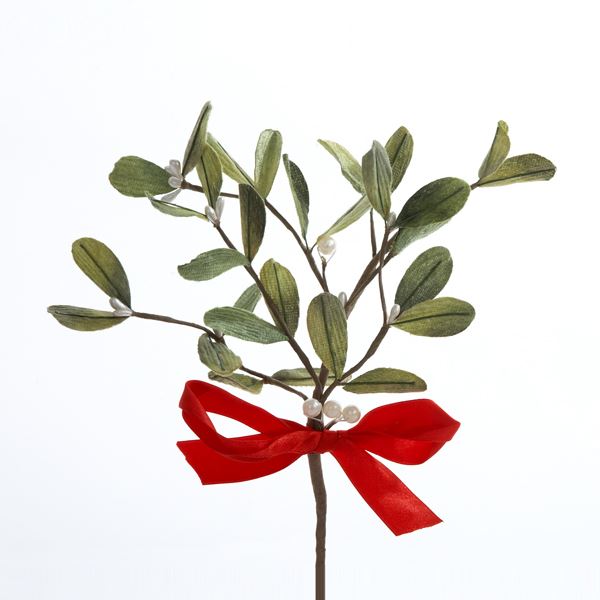 Mistletoe Pick with Red Satin Bow - The Country Christmas Loft