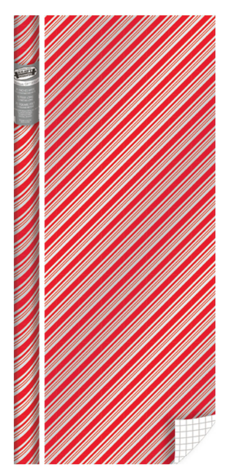 Holiday Foil Roll Wrap - 30" x 120" - Peppermint Stripe - The Country Christmas Loft