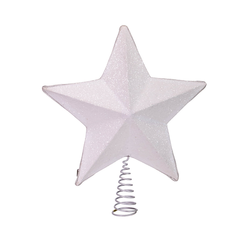 White and Silver Star Treetop - 13 Inch - The Country Christmas Loft
