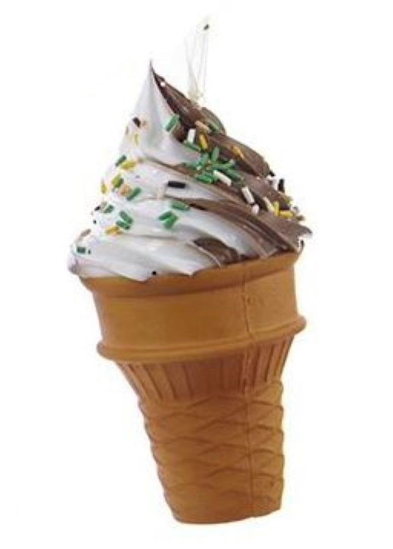 Foam Ice Cream Cone Ornament - Vanila Chocolate Swirl with Jimmies - The Country Christmas Loft