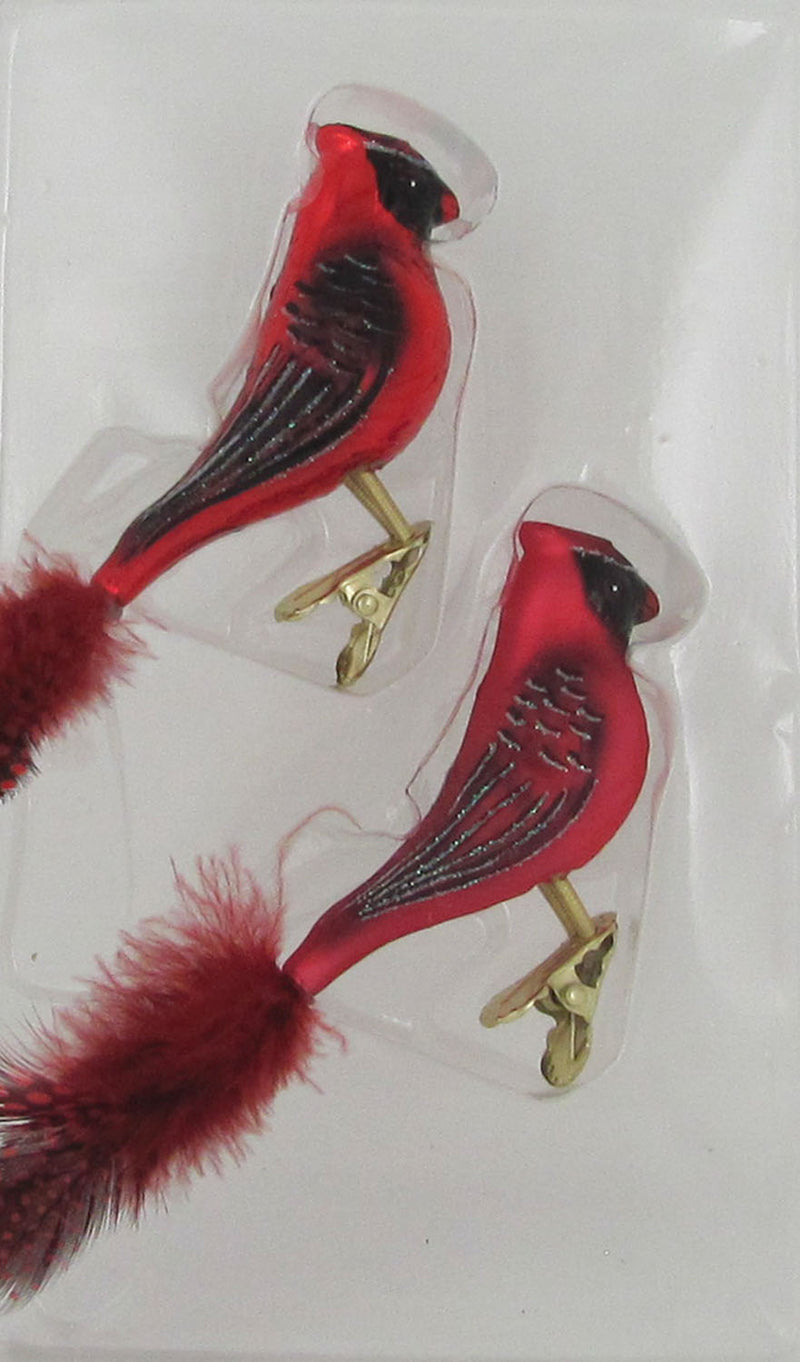 Glass Red 6” Clip-On Cardinals - 2 Pack - The Country Christmas Loft
