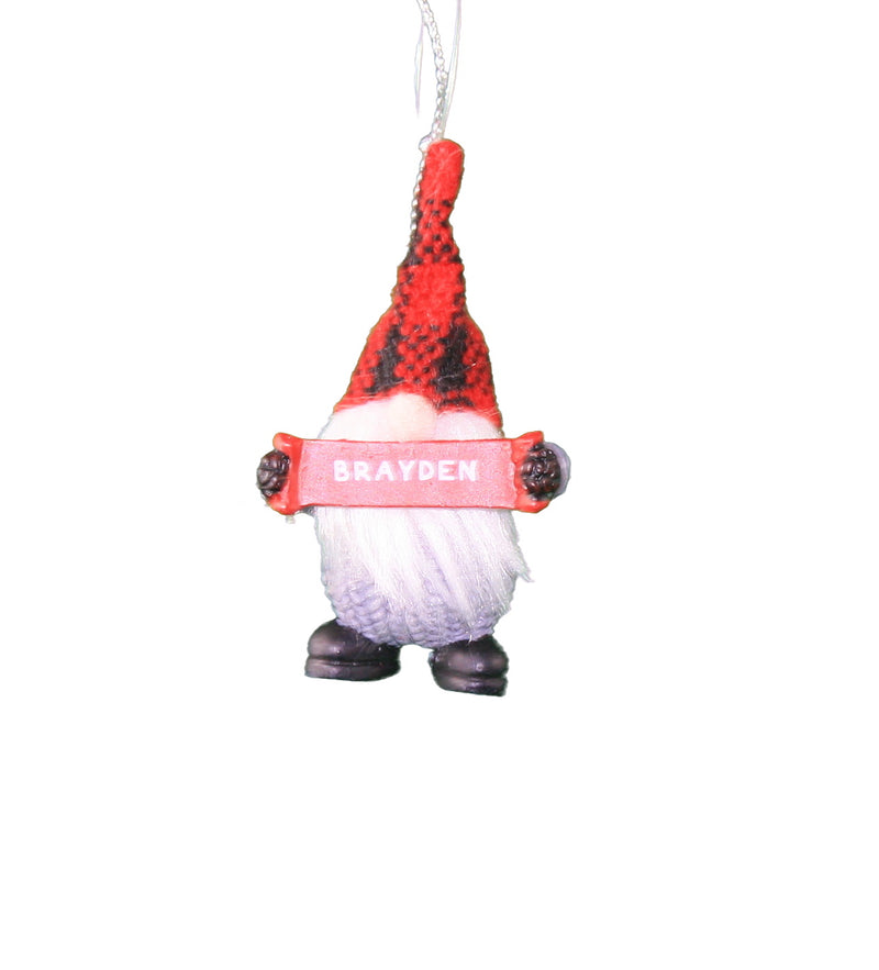 Personalized Gnome Ornament (Letters A-I) - Brayden - The Country Christmas Loft