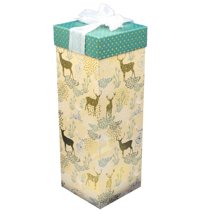 Wine Bottle Gift Box - Deer Print