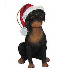 Dog in a Santa Hat Ornament - Rottweiler - The Country Christmas Loft