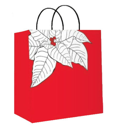 Kraft Jumbo Square Christmas Gift Bag - Poinsettia - The Country Christmas Loft