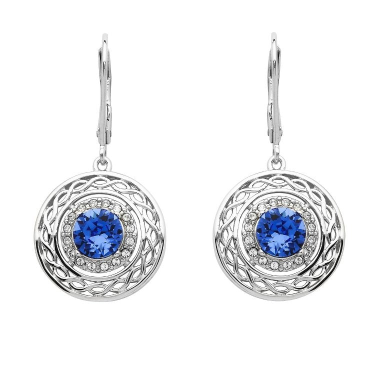 Round Sapphire Celtic Earrings