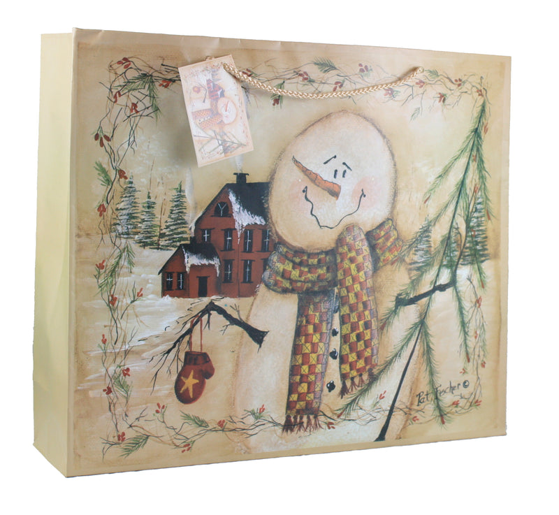 Woodland Snowman Gift Bag - Large - The Country Christmas Loft