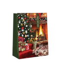 Traditional Small Gift Bag - Fireplace - The Country Christmas Loft