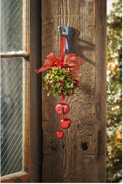Cardinal Jingle Bell Door Hanger - Kissing Ball - Red - The Country Christmas Loft