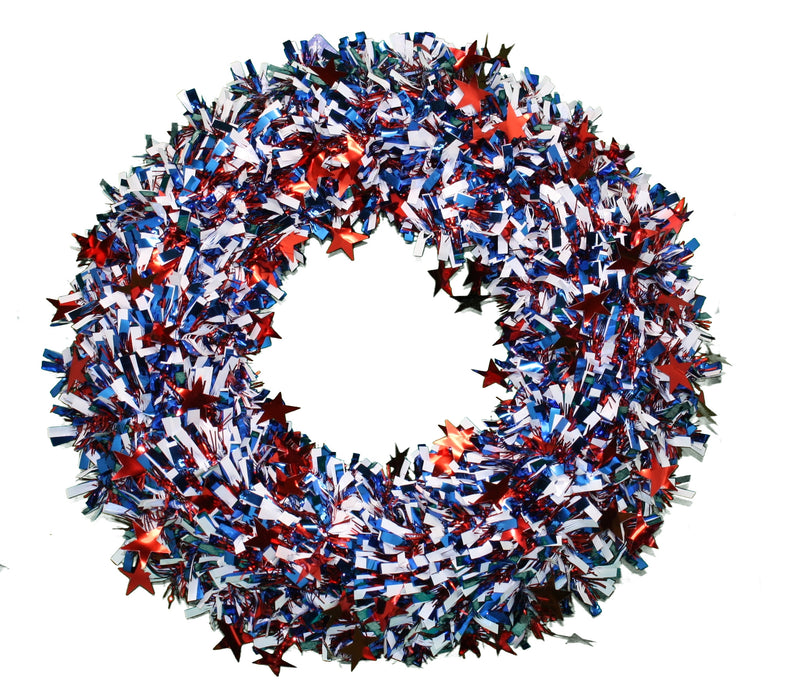 Garland Tinsel Patriotic Wreath - The Country Christmas Loft
