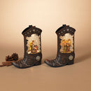 Lighted Spinning Waterglobe Boot with Nativity Figurine - - The Country Christmas Loft