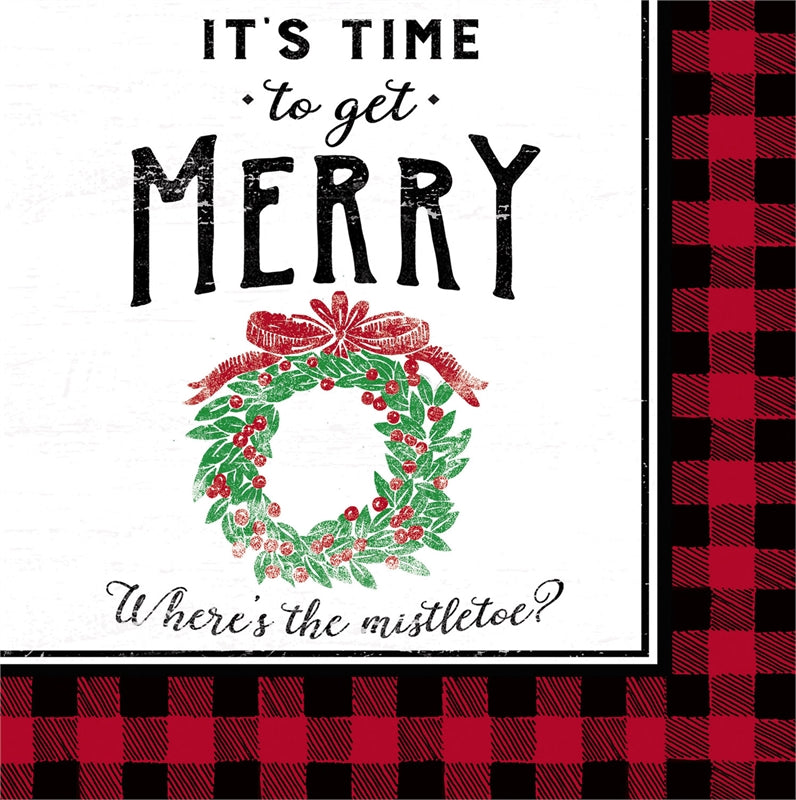 It's Time To Get Merry Paper Cocktail Napkin - The Country Christmas Loft