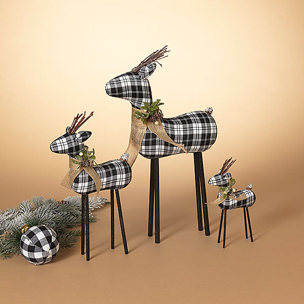 Black & White Plaid Deer - 3 Piece Set - The Country Christmas Loft
