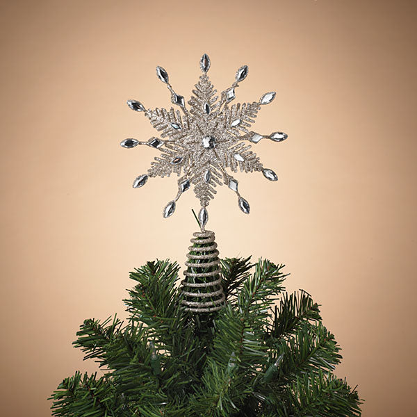 Metal Champagne Snowflake Tree Topper - The Country Christmas Loft