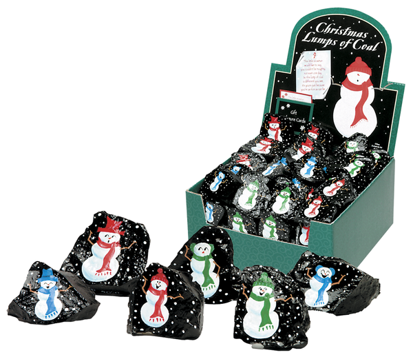 Christmas Lumps of Coal - Painted with Snowmen - The Country Christmas Loft