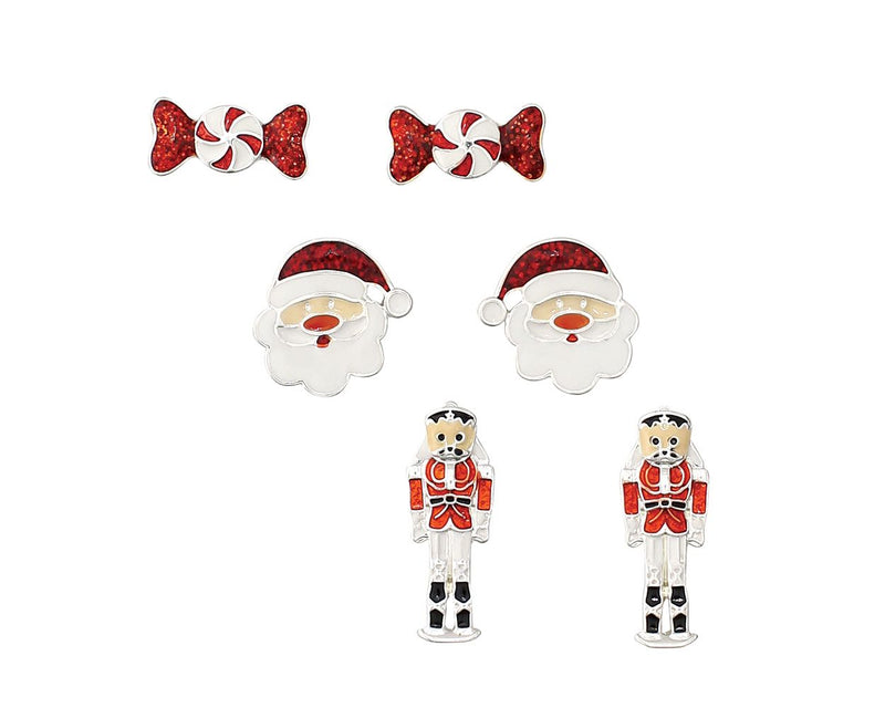 Candy Cane, Santas and Nutcracker - Earrings