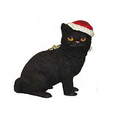 Cat in a Santa Hat Ornament - Black Cat - The Country Christmas Loft