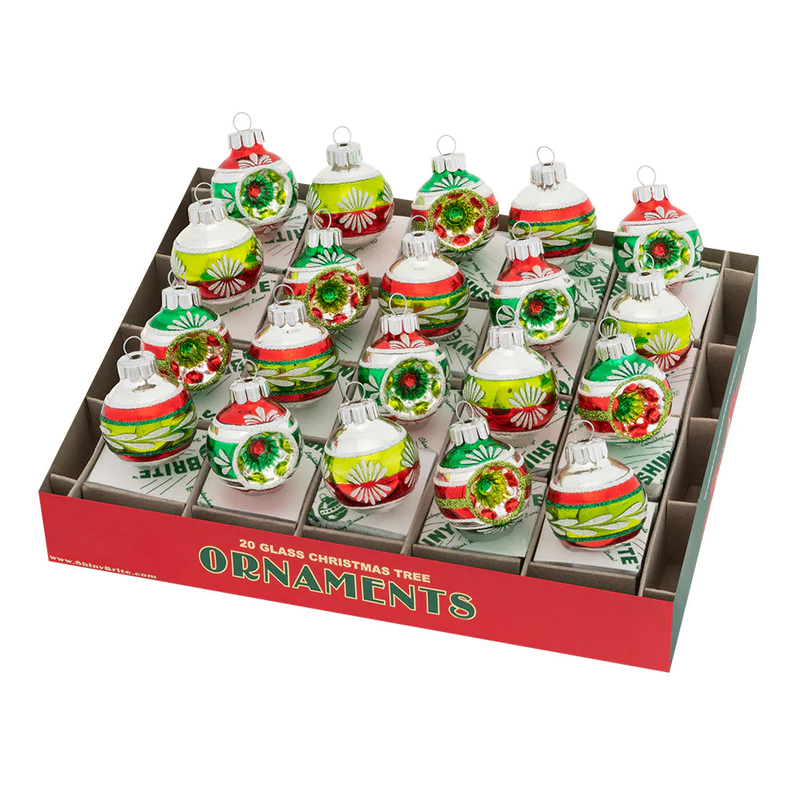 Holiday Splendor Glass Reflector Mini Ornaments - 20 Pack