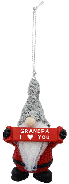 Gnome Holding Sign Ornament - Grandpa I (Heart) You - The Country Christmas Loft