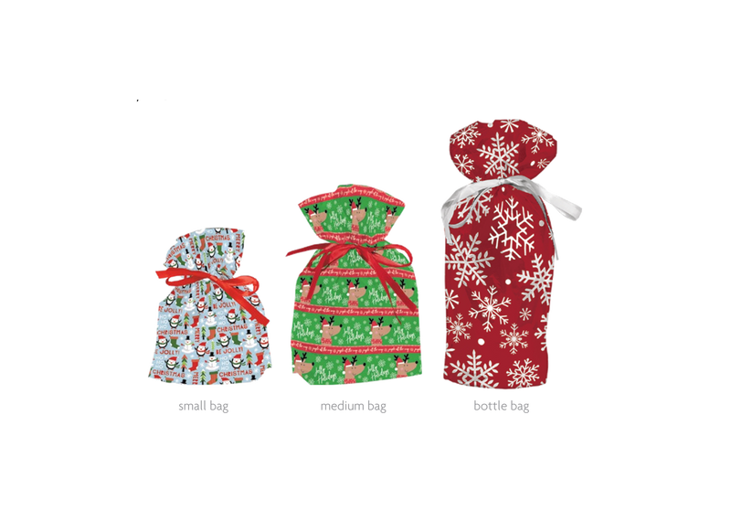 Wrap In A Hurry Pull String Gift Bag 6 piece Assortment - The Country Christmas Loft