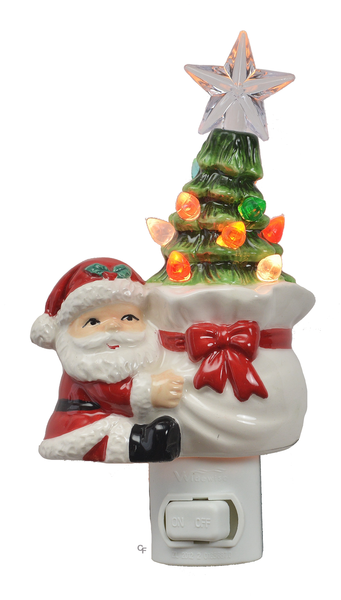 Santa with Christmas Tree Nightlight - The Country Christmas Loft