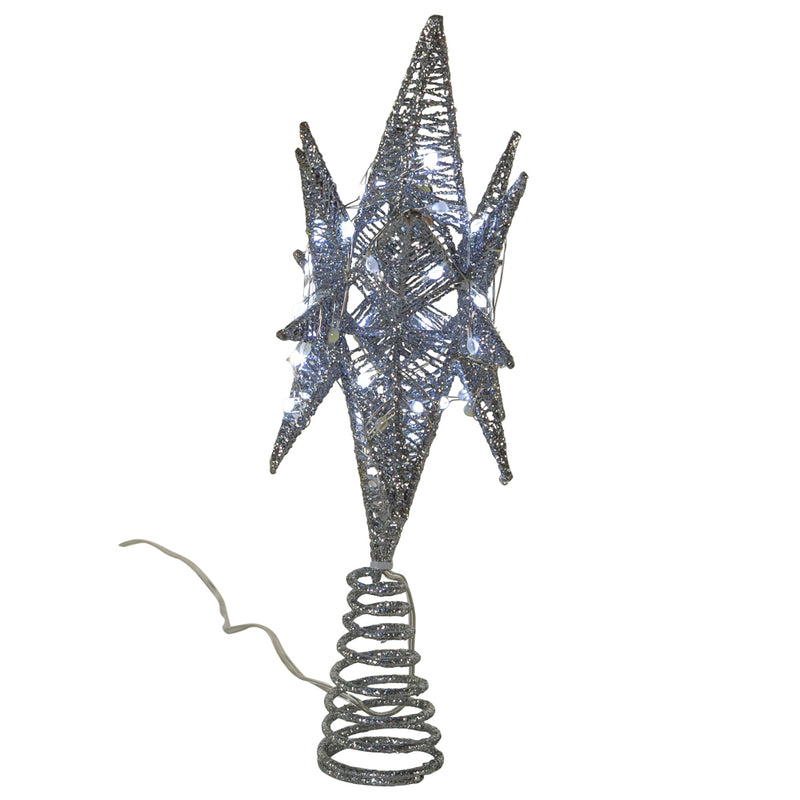 Twinkling Superbright LED Silver Starburst Treetopper