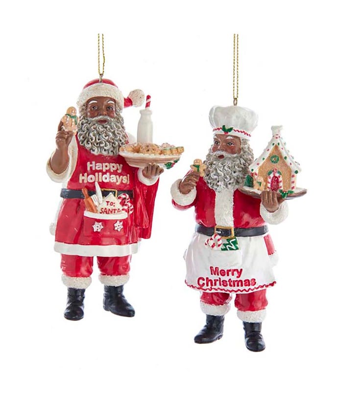 African American Chef Santa Ornaments - - The Country Christmas Loft