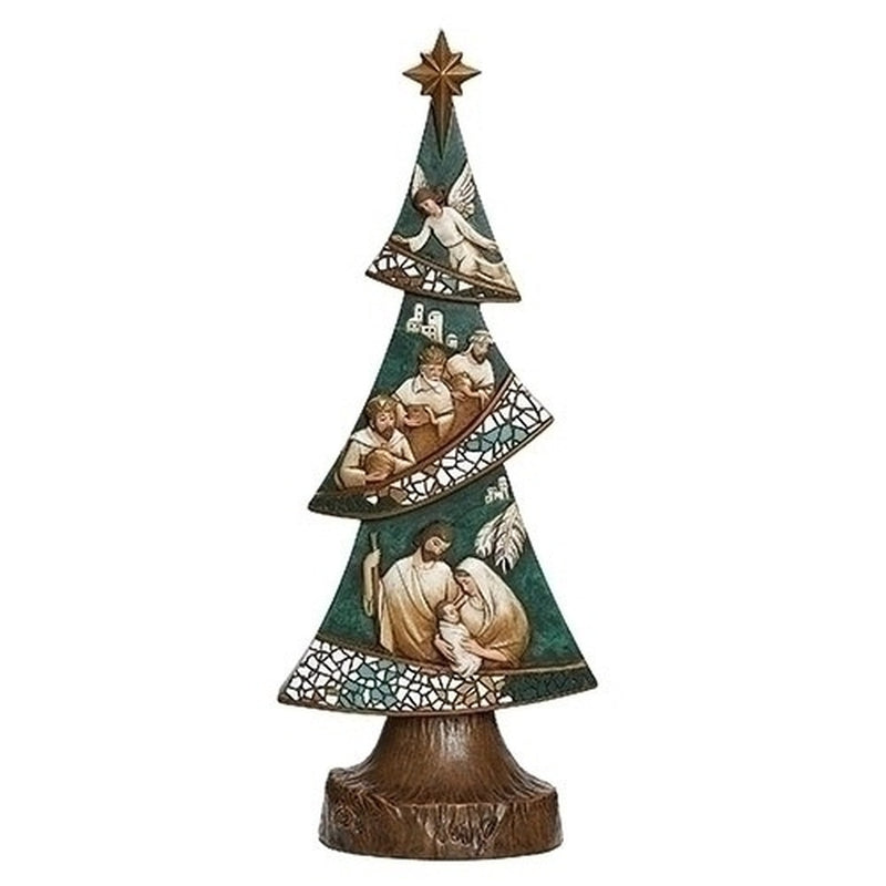 Carved Tree Style Nativity - 14 Inch - The Country Christmas Loft